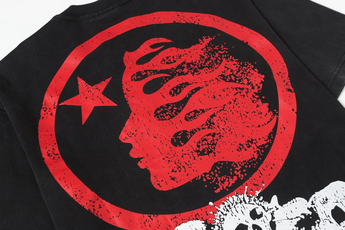 Hellstar Distressed Skull Graphic T-Shirt — detail