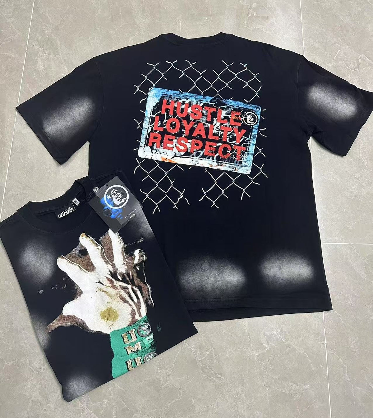 Hellstar Hustle Loyalty Respect Graphic T-Shirt — context