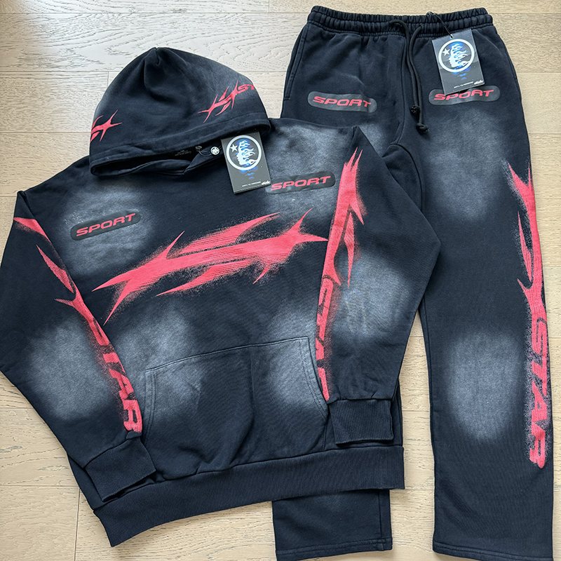 Hellstar Red Sport Hoodie & Pants Set — front