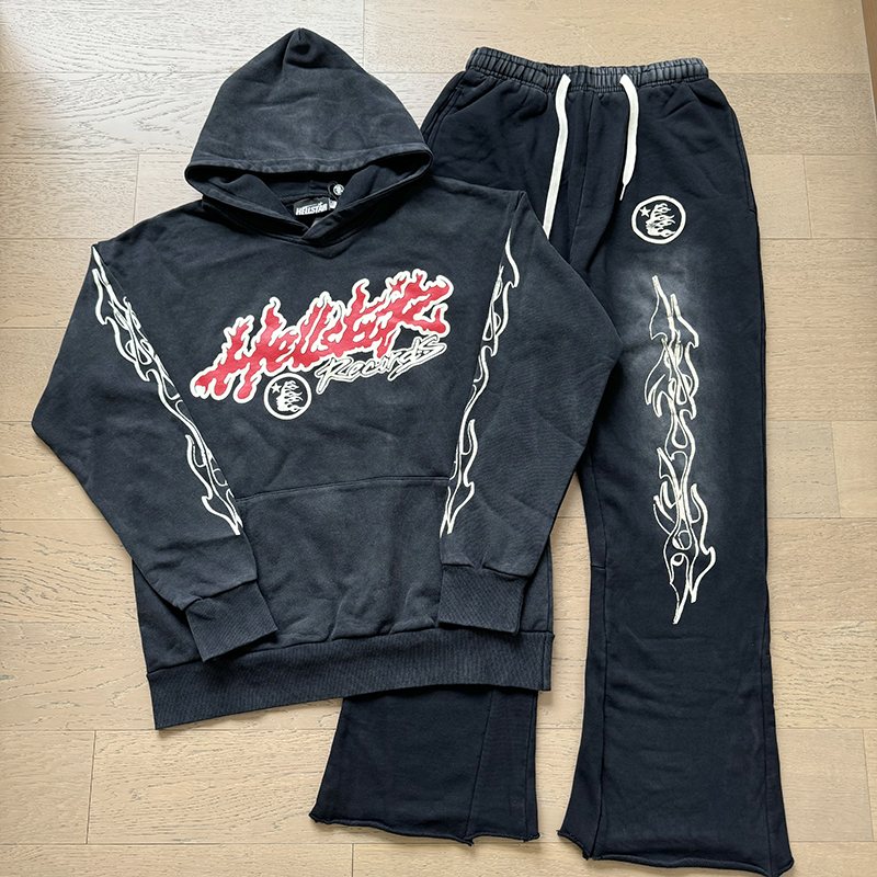 Hellstar Records Flame Hoodie & Sweatpants Set — front