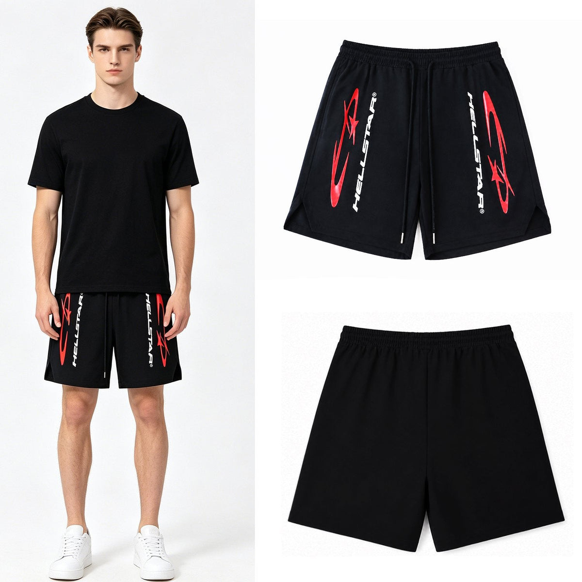 Hellstar Red Label Graphic Shorts - Black — context