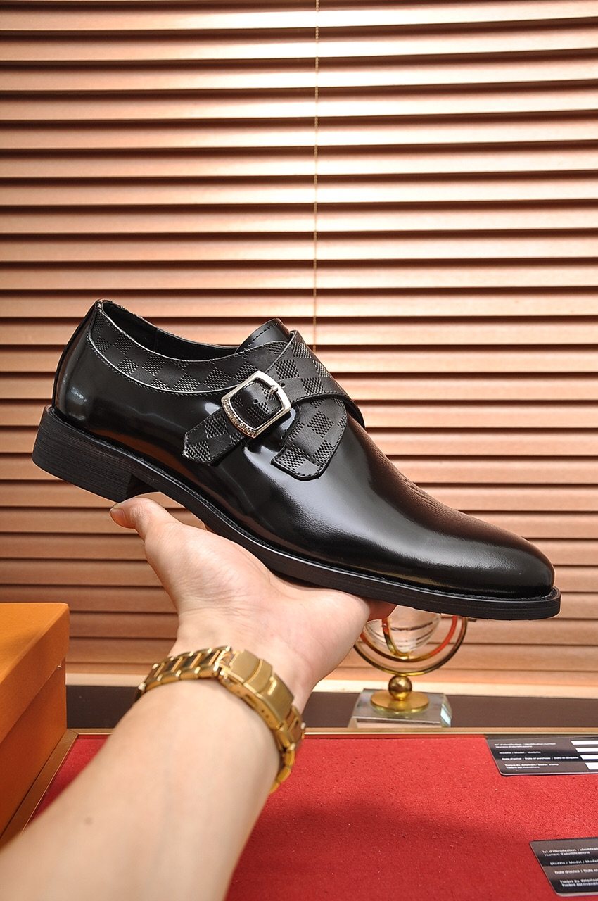 Louis Vuitton Black Buckle Strap Dress Shoes — model