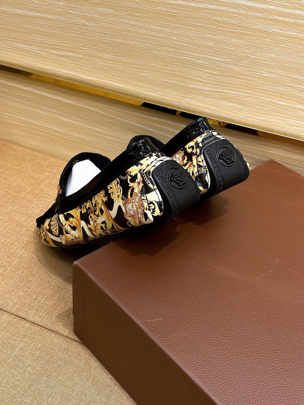 Versace Black and Gold Loafers — detail