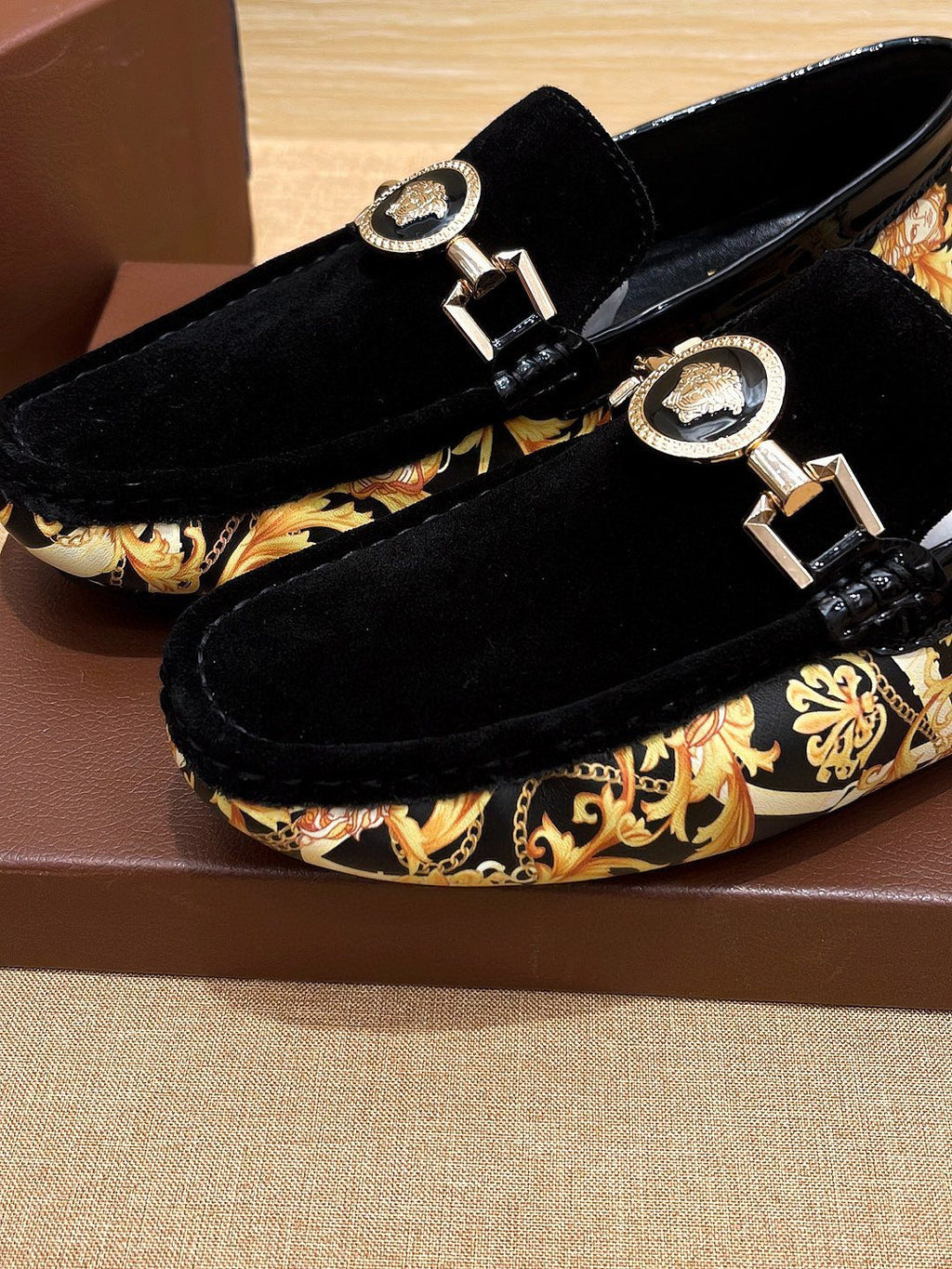 Versace Black and Gold Loafers — detail