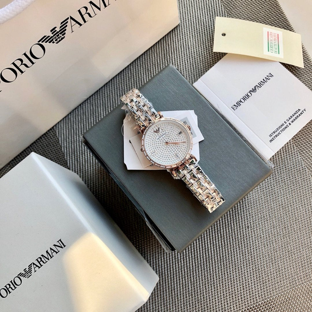 EMPORIO ARMANI Crystal Dial Two-Tone Watch — front