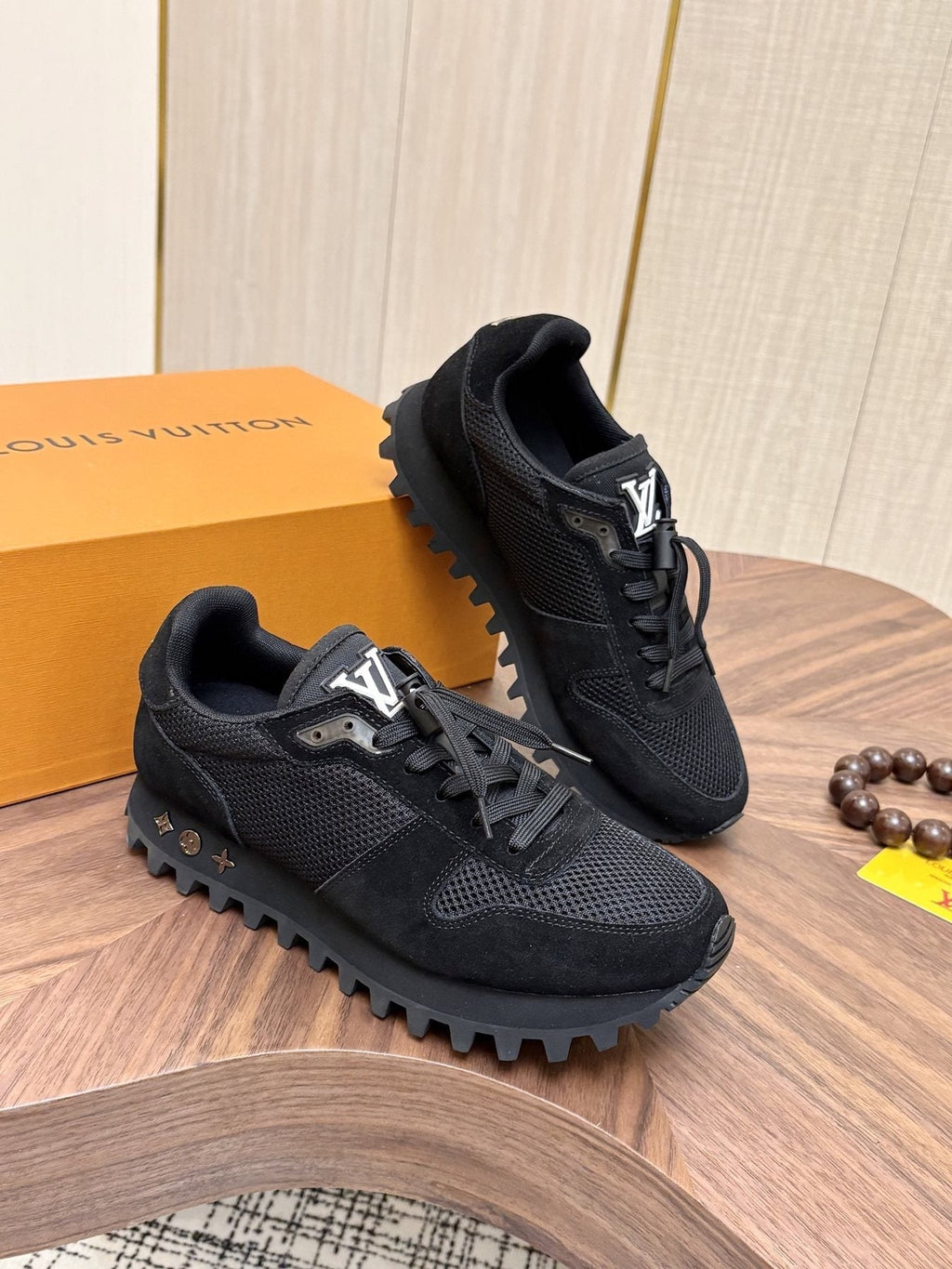 Louis Vuitton Black & Dark Gray Low-Top Sneakers — front