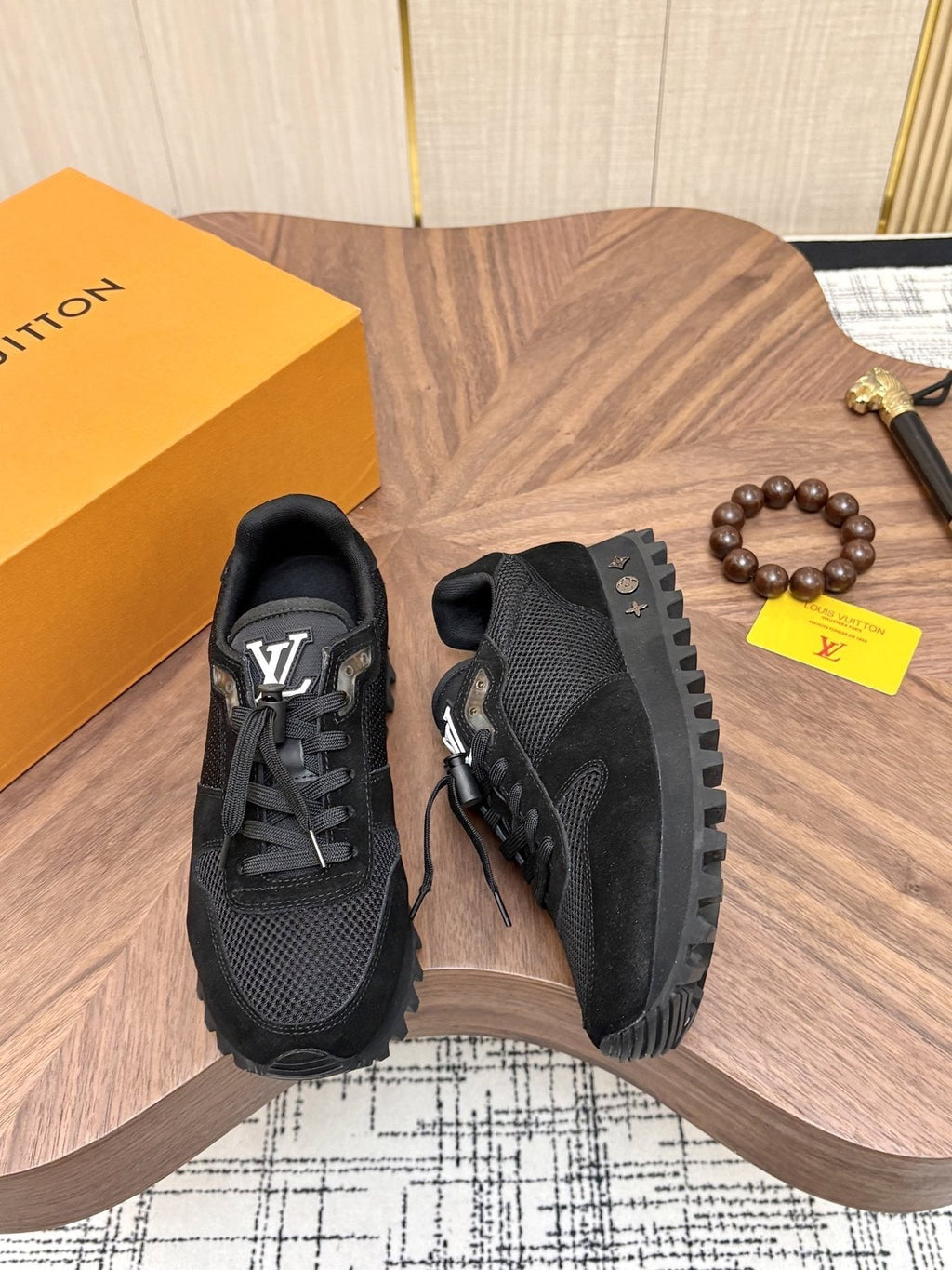 Louis Vuitton Black & Dark Gray Low-Top Sneakers — front