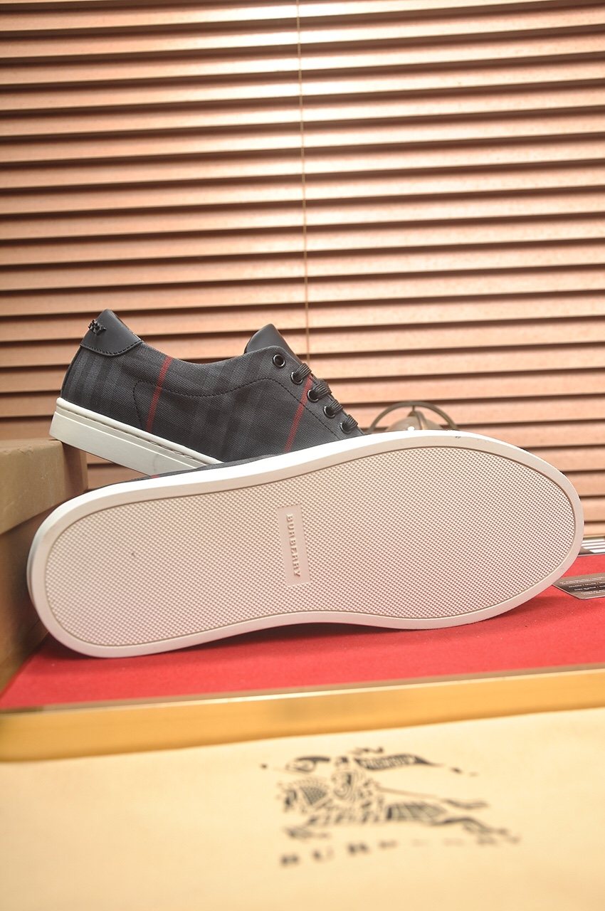 Burberry Charcoal Plaid Low-Top Sneakers — back