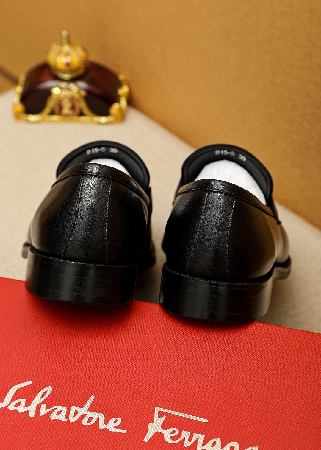 Ferragamo Black Hardware Loafers — back
