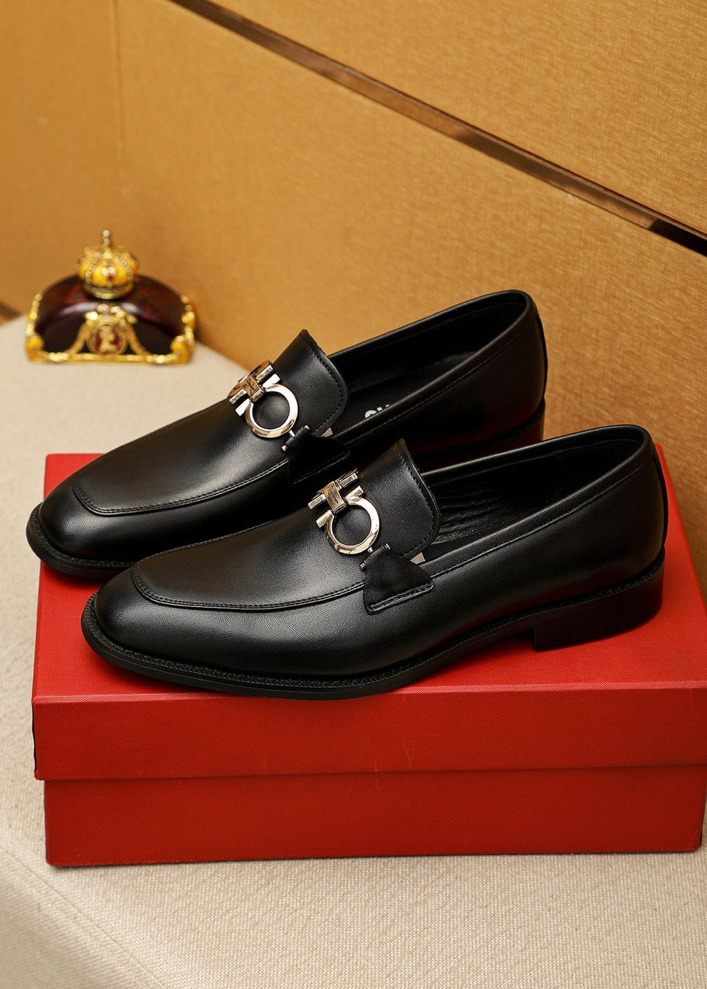 Ferragamo Black Hardware Loafers — hero