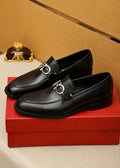 Ferragamo Black Hardware Loafers — hero