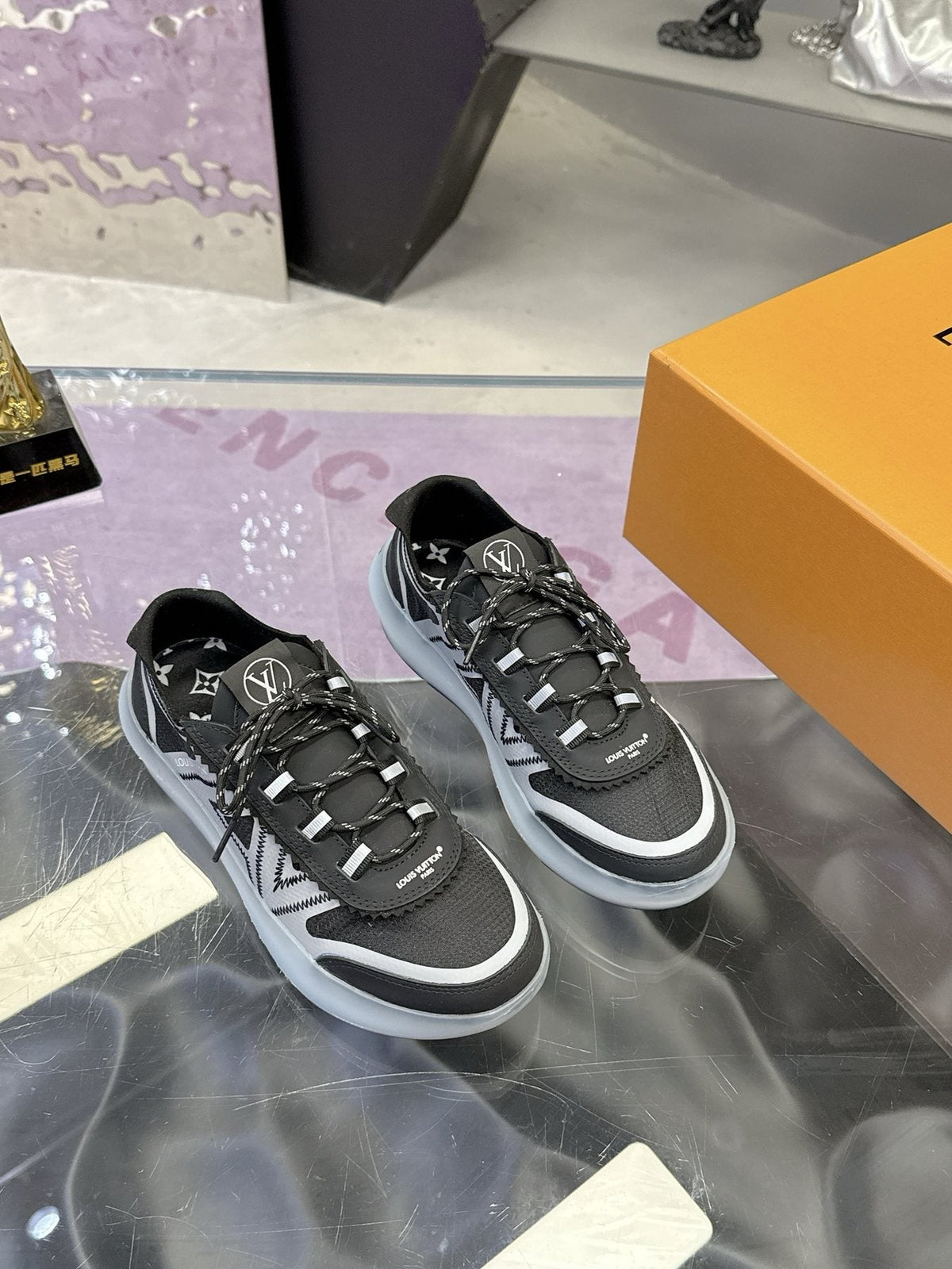Louis Vuitton Mesh Panel Low-Top Sneakers — front