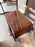 Dior Brown & Beige Fringed Scarf Shawl — hero
