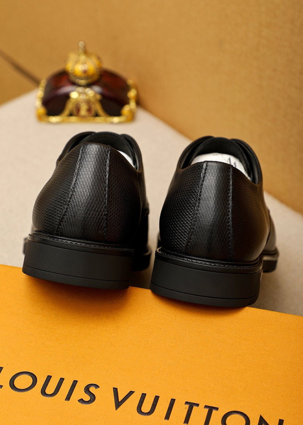 Louis Vuitton Black Textured Lace-Up Dress Shoes — back