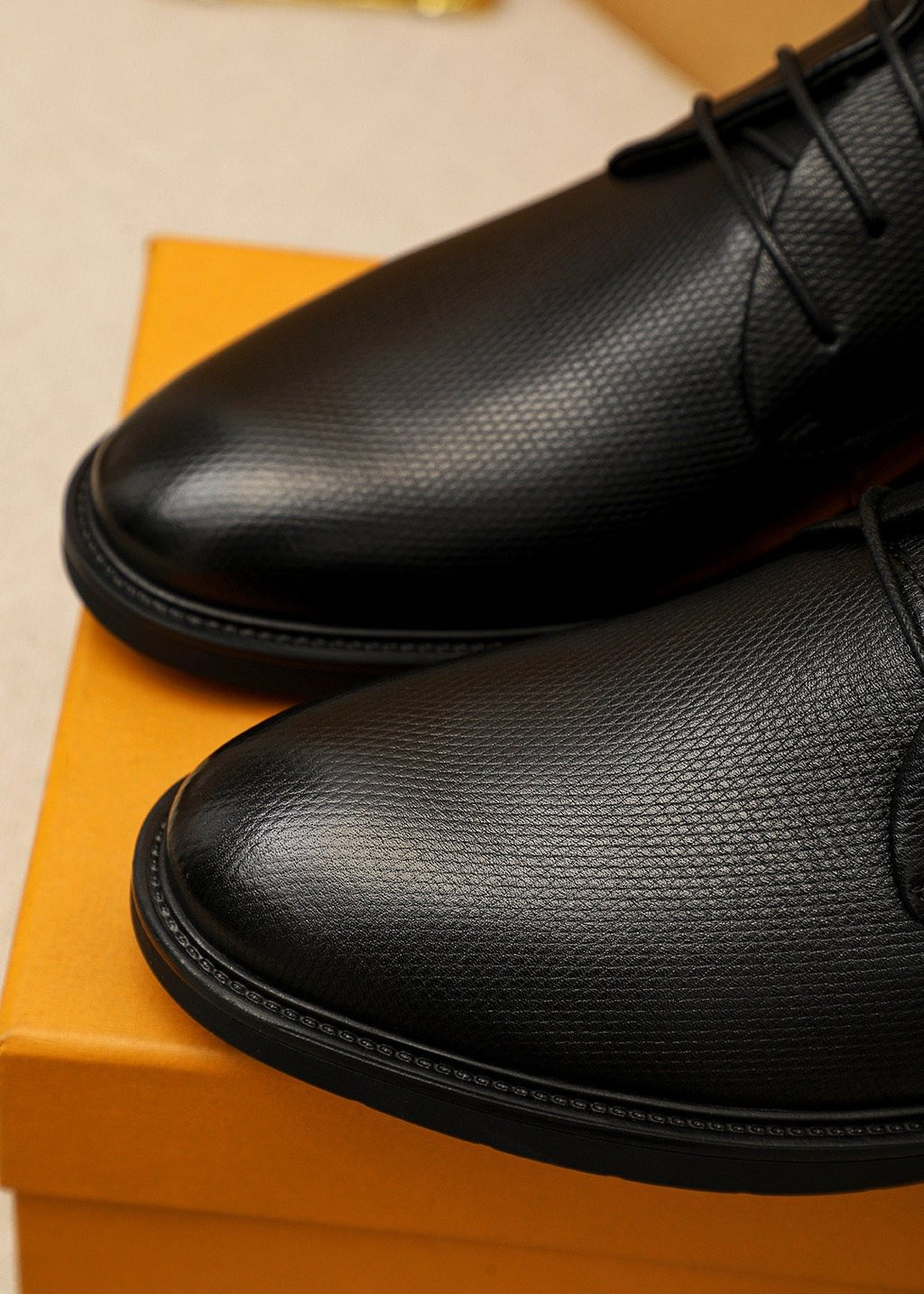 Louis Vuitton Black Textured Lace-Up Dress Shoes — detail