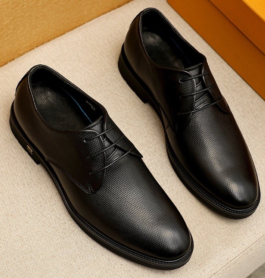 Louis Vuitton Black Textured Lace-Up Dress Shoes — hero