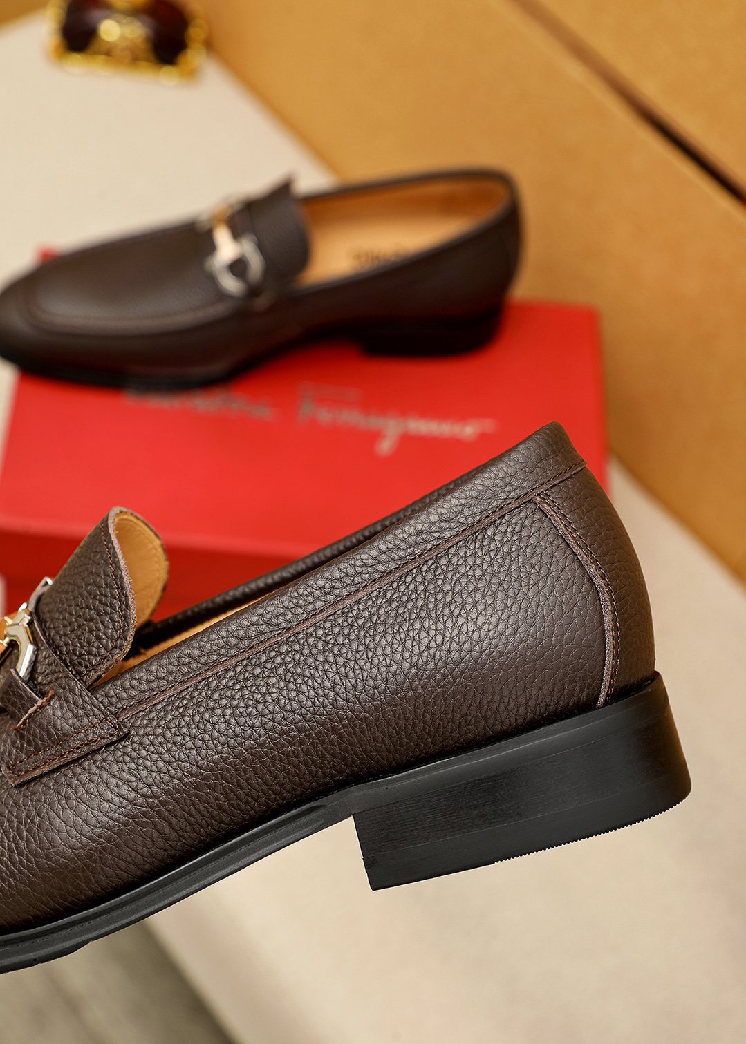 Louis Vuitton Brown Buckle Loafers — detail