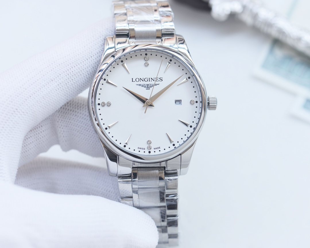 Longines Silver White Dial Watch — front