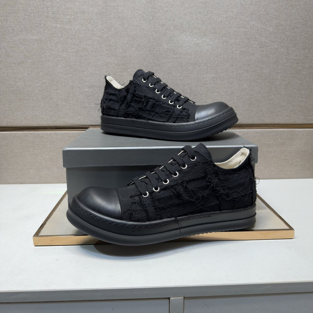 Rick Owens Black Low-Top Sneakers — side