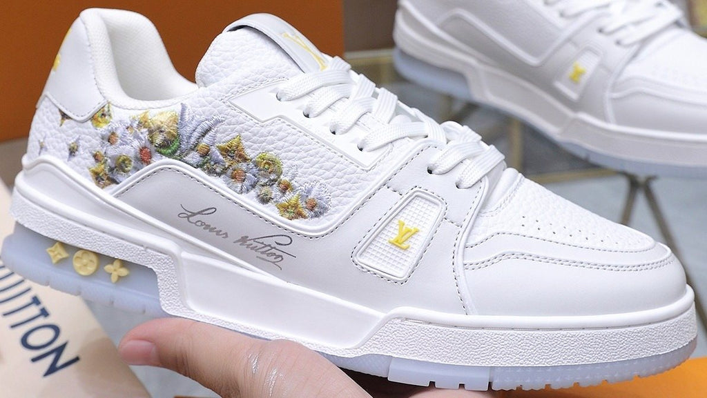Louis Vuitton Embroidered White Low-Top Sneakers — front