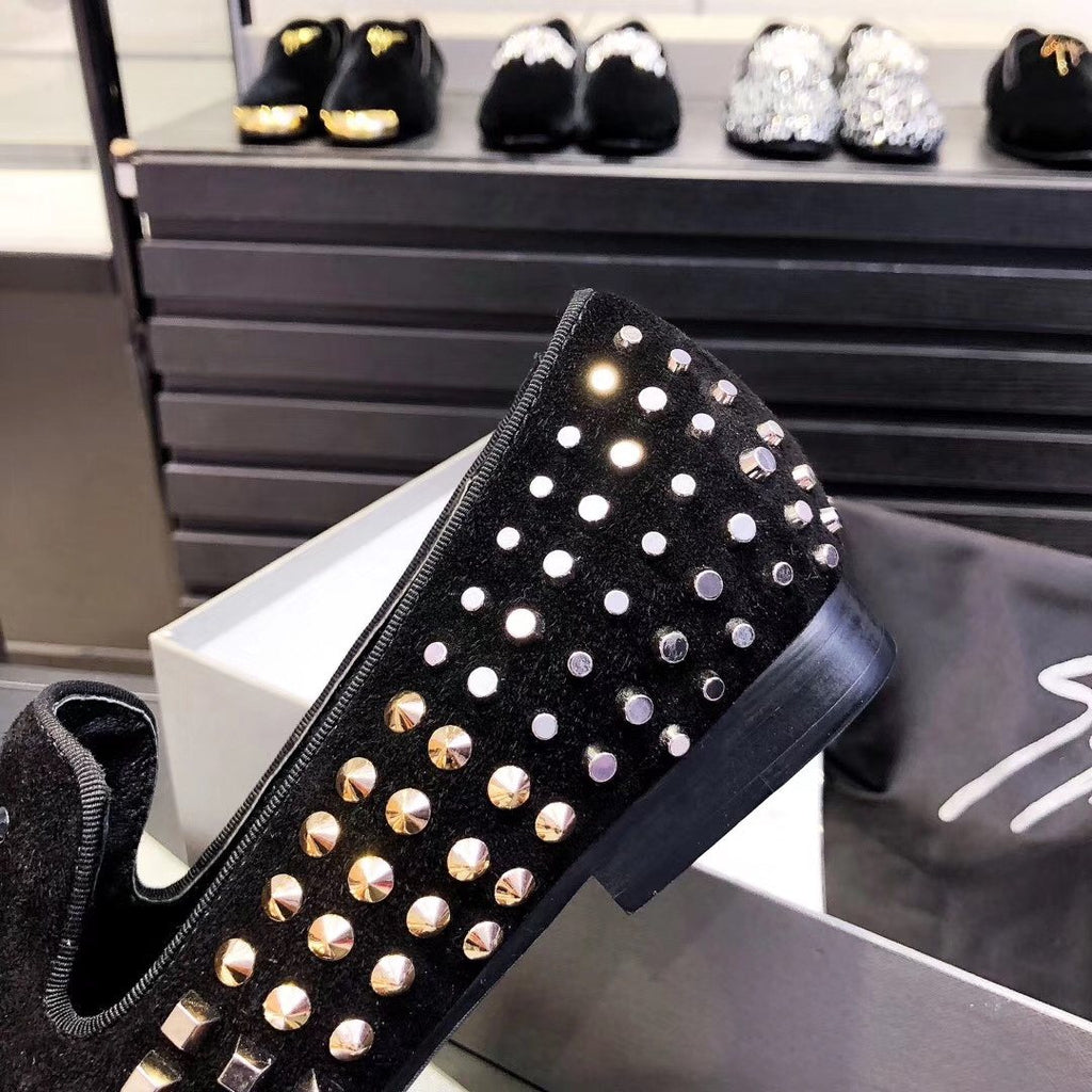 Giuseppe Zanotti Black Studded Slip-On Shoes — side