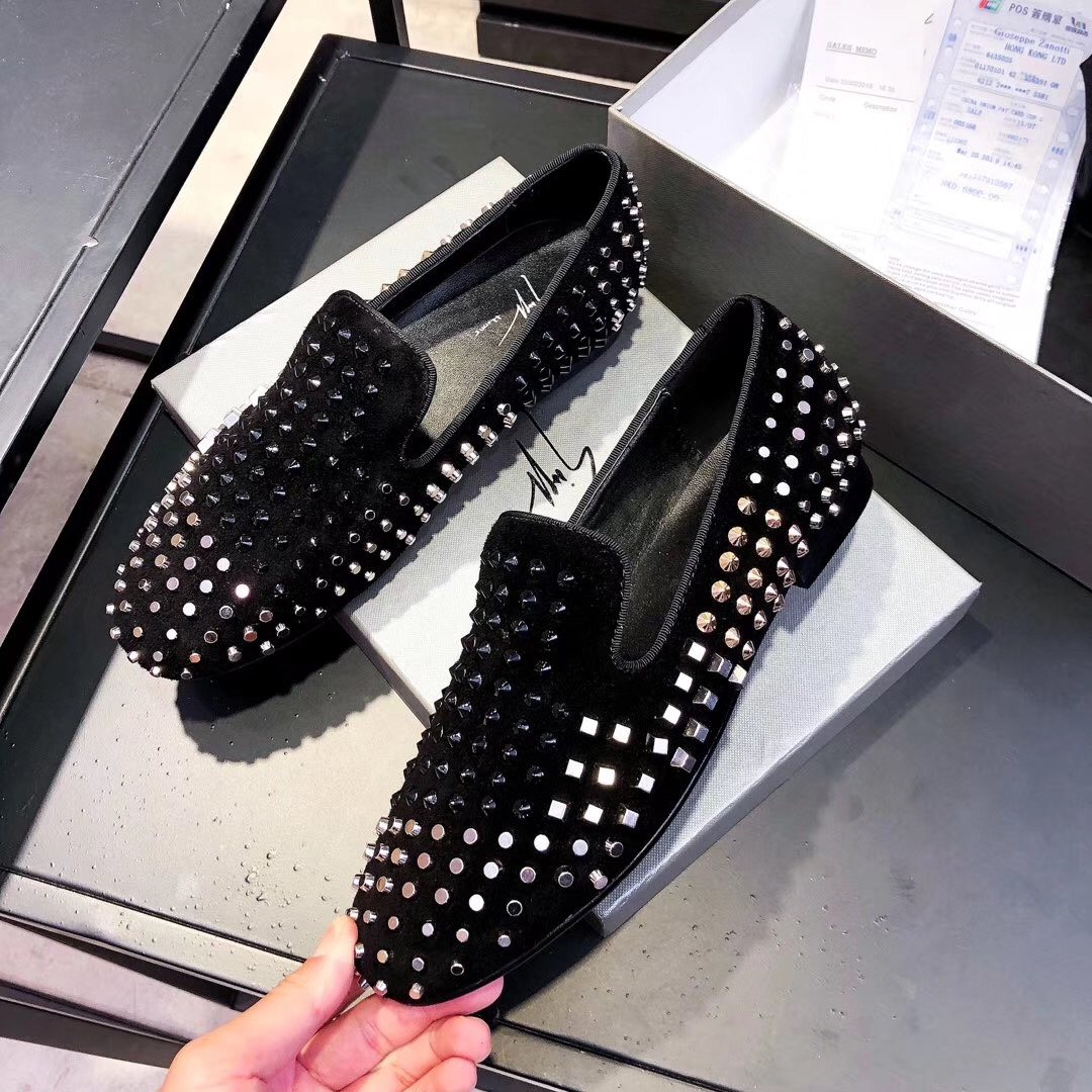 Giuseppe Zanotti Black Studded Slip-On Shoes — front