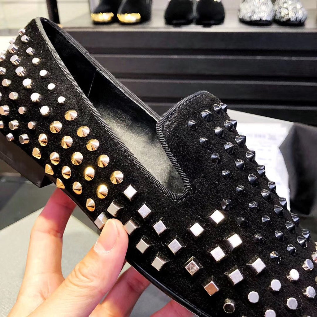 Giuseppe Zanotti Black Studded Slip-On Shoes — detail