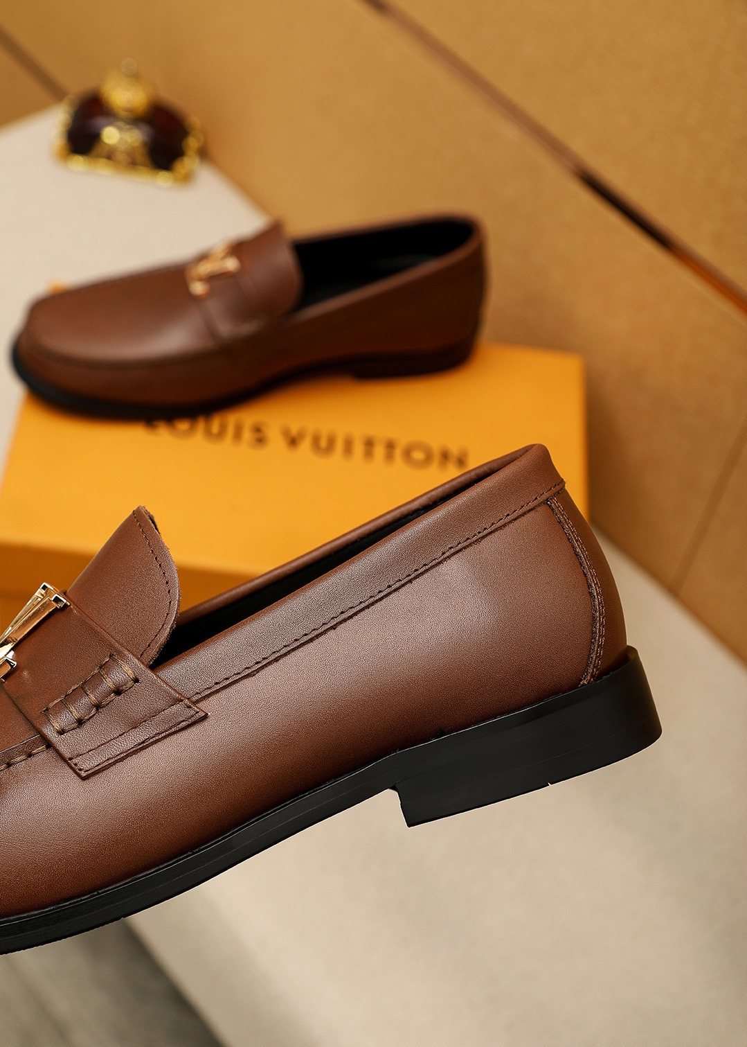 Louis Vuitton Brown Buckle Loafers — detail