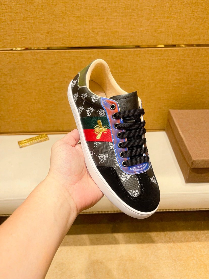 Black Multicolor Pattern Low-Top Sneakers — side