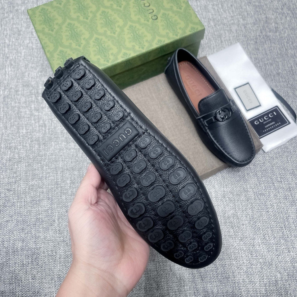 Gucci Black Hardware Loafers — detail