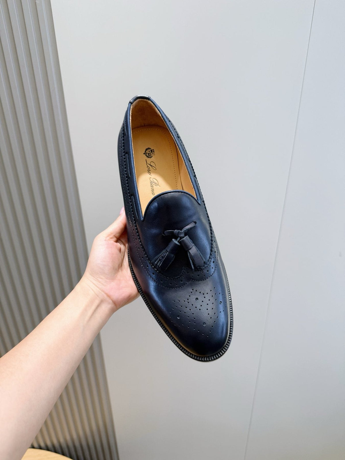 Loro Piana Navy Blue Tassel Loafers — model