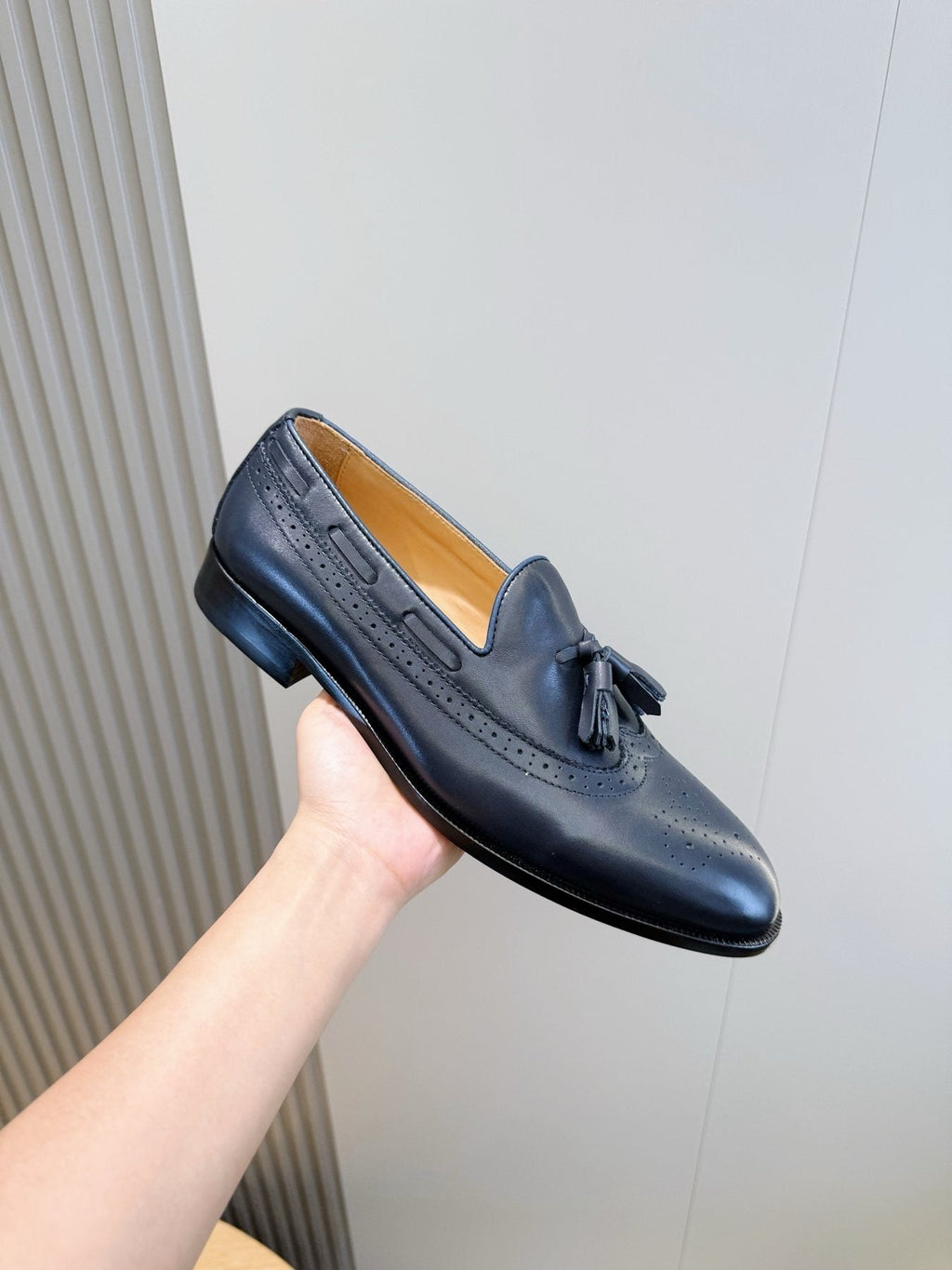 Loro Piana Navy Blue Tassel Loafers — model