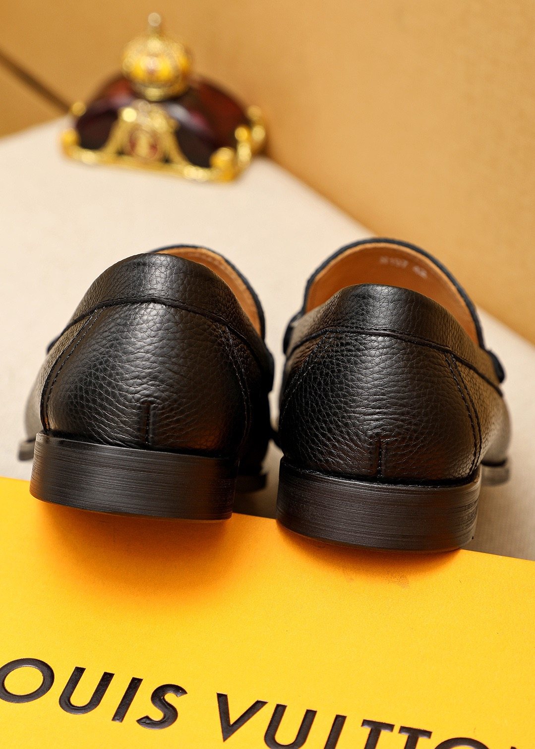 Louis Vuitton Black Pebbled Leather Loafers — back