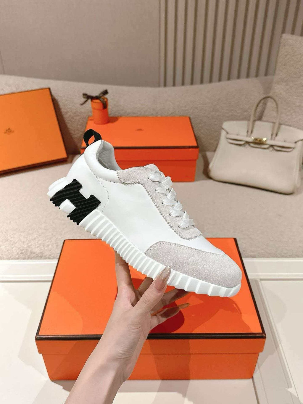 Men’s White and Gray Low-Top Sneakers — side