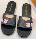 Louis Vuitton Floral Appliqué Slide Sandals — hero