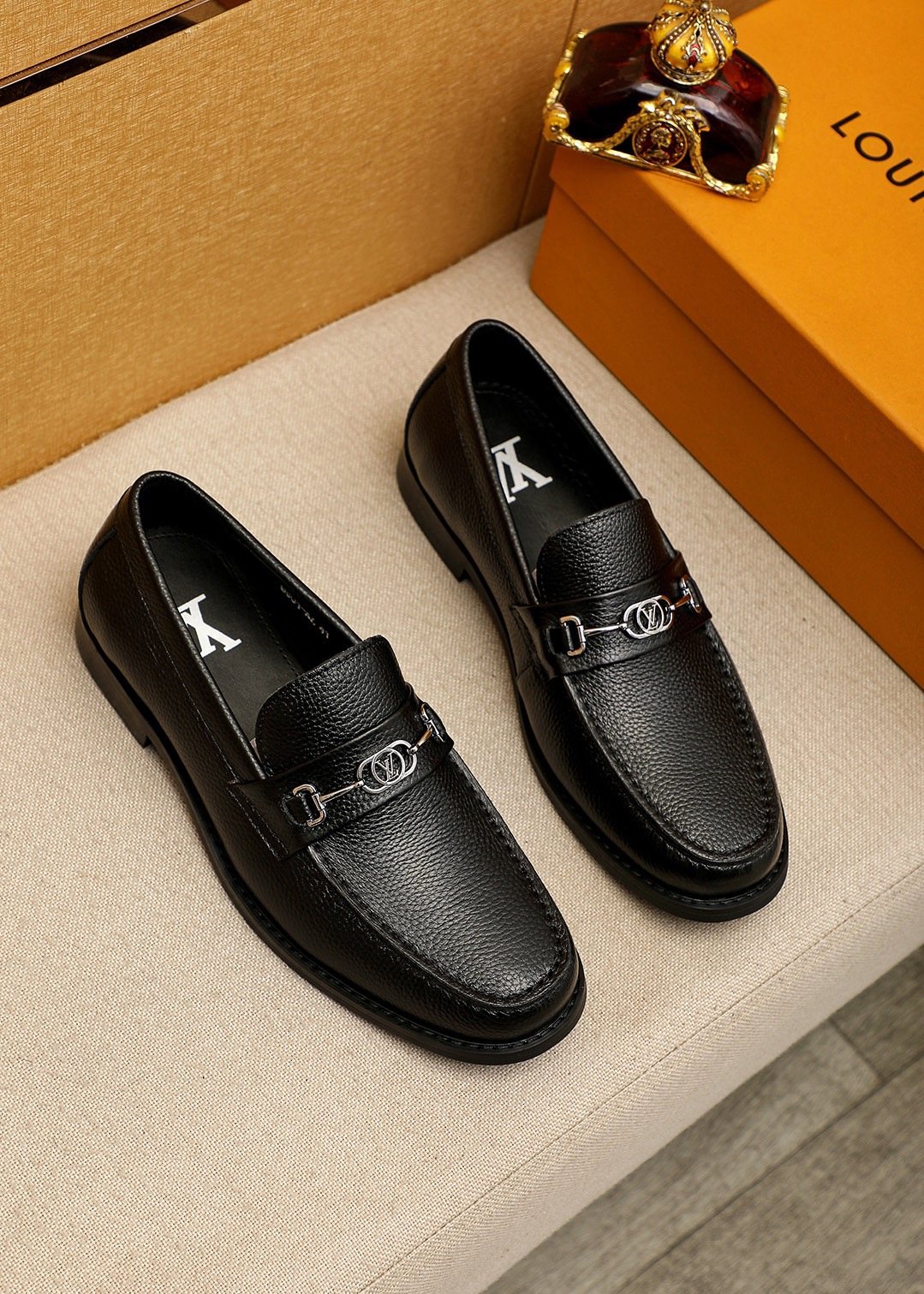 Louis Vuitton Black Hardware Loafers — front