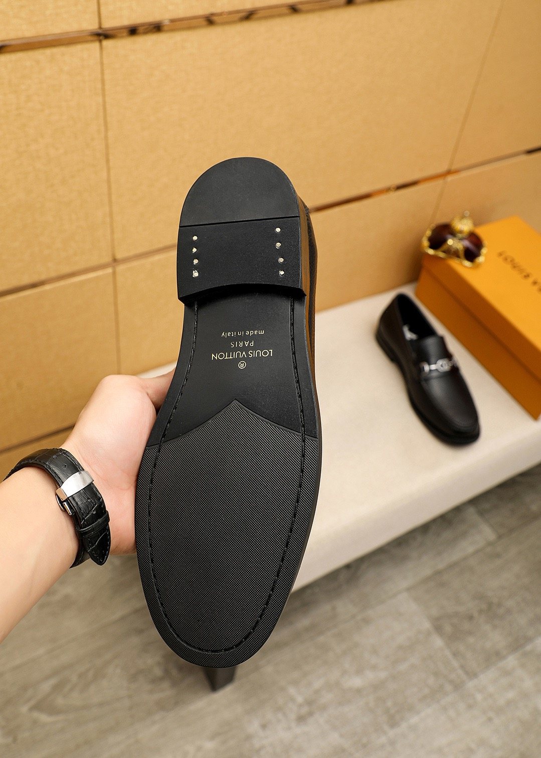 Louis Vuitton Black Hardware Loafers — detail