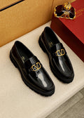 微商相册测试鞋子-Valentino Black Buckle Lug Sole Loafers — hero