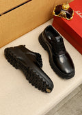 Ferragamo Black Lug-Sole Lace-Up Shoes — hero