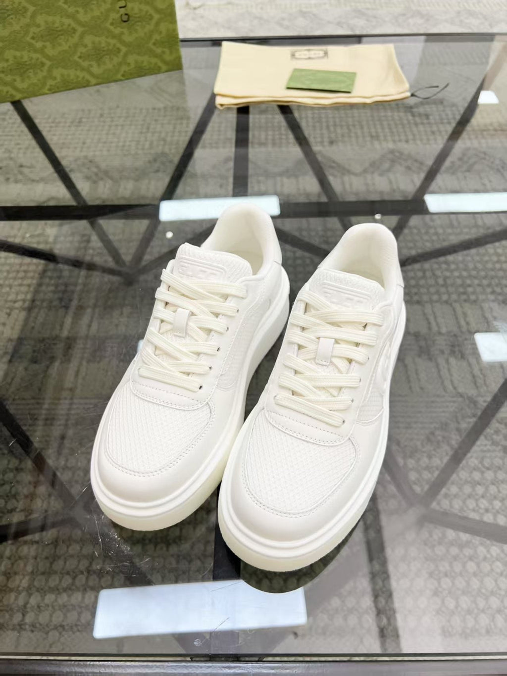 Gucci White Low-Top Sneakers — side