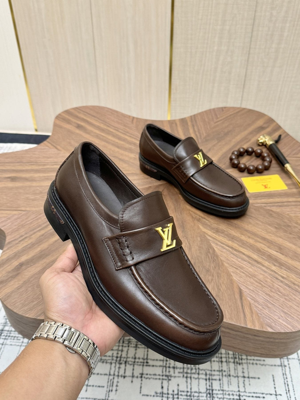 Louis Vuitton Dark Brown Lug Sole Loafers — side