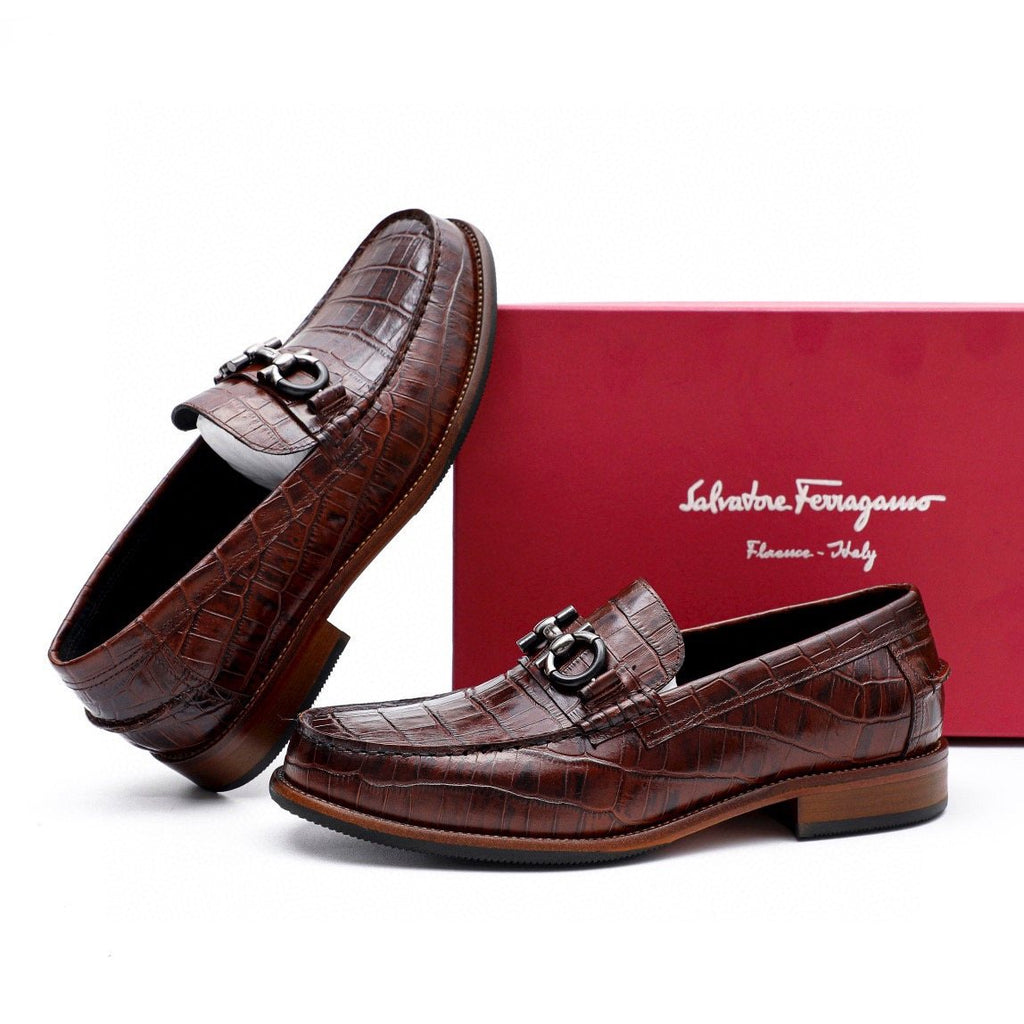 Salvatore Ferragamo Dark Brown Bit Loafers — front