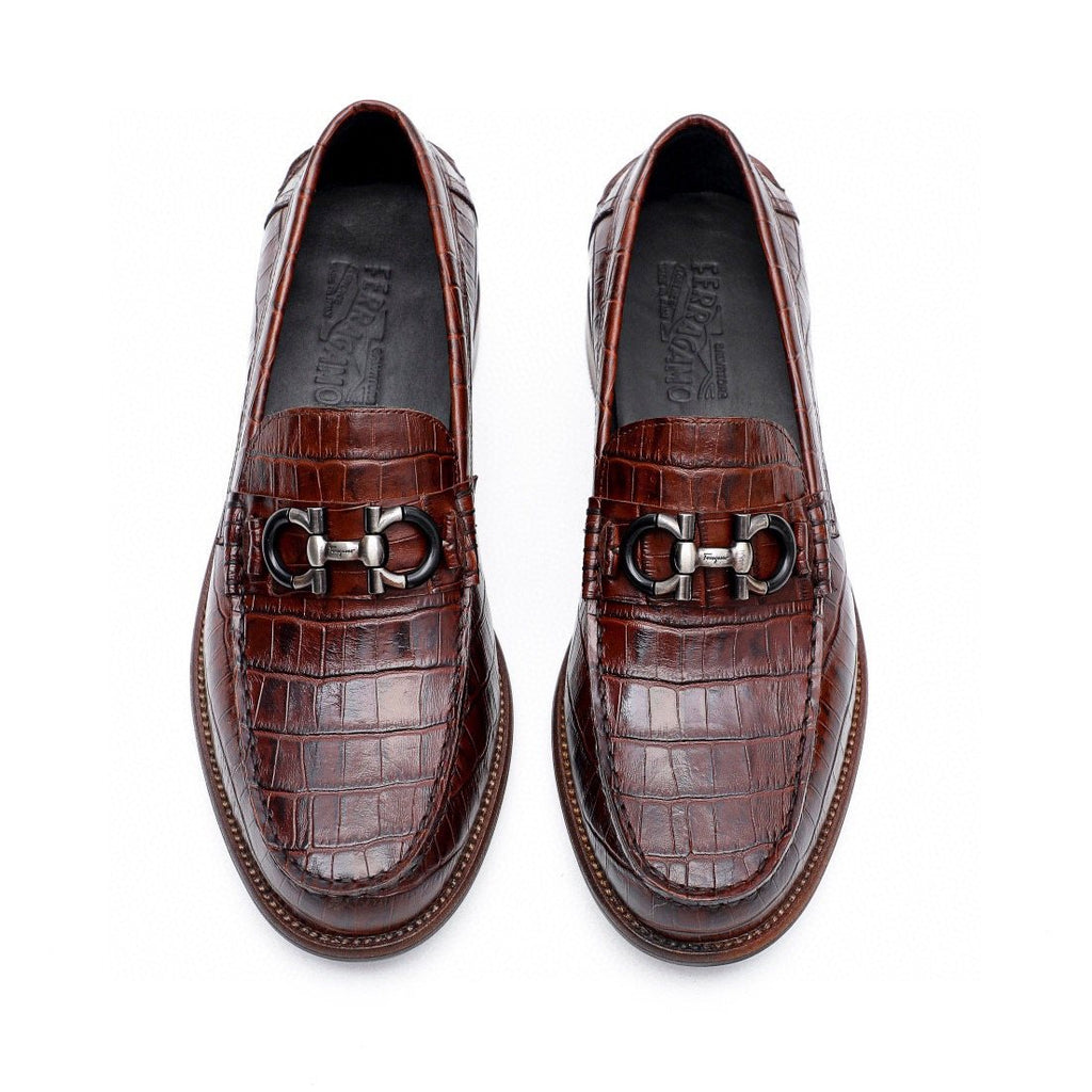Salvatore Ferragamo Dark Brown Bit Loafers — front