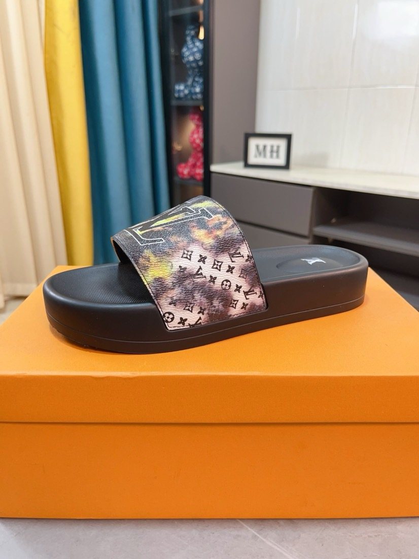 Louis Vuitton Brown Monogram Slide Sandals — hero