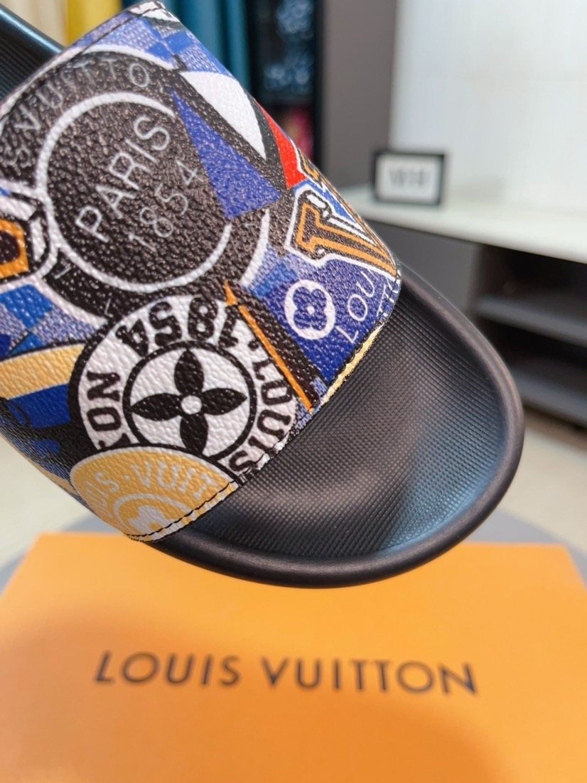 Louis Vuitton Multicolor Graphic Strap Slide Sandals — detail