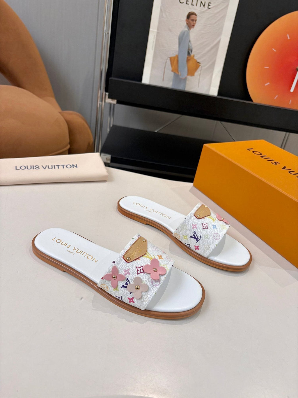 Louis Vuitton Floral Print Slide Sandals — hero
