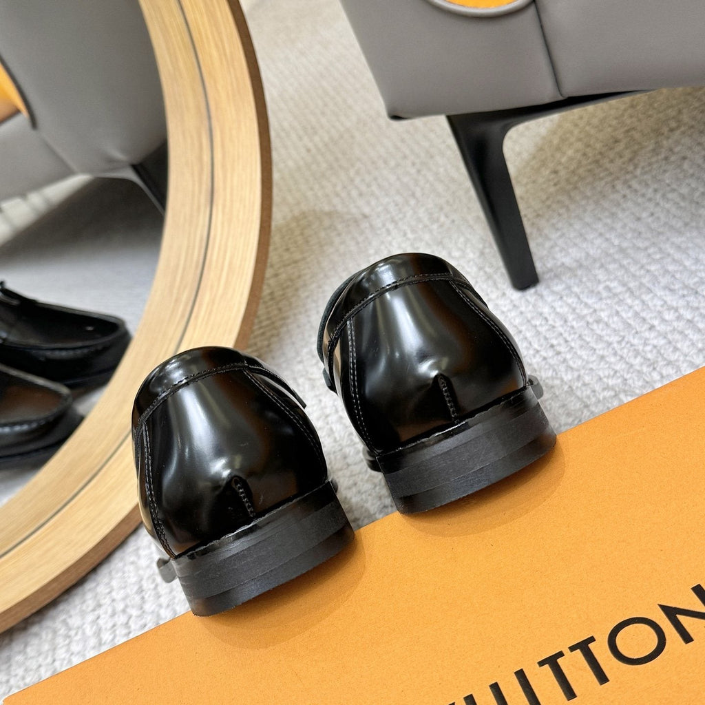 Louis Vuitton Black Leather Loafers — back