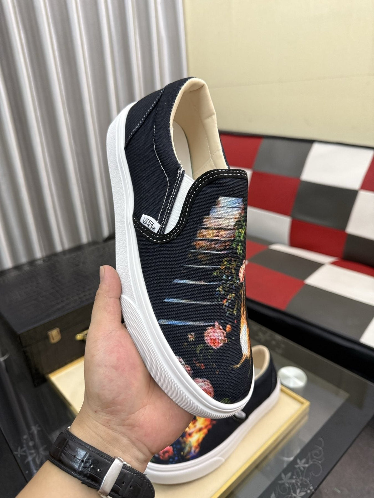 Vans Floral Flame Slip-On Shoes — model
