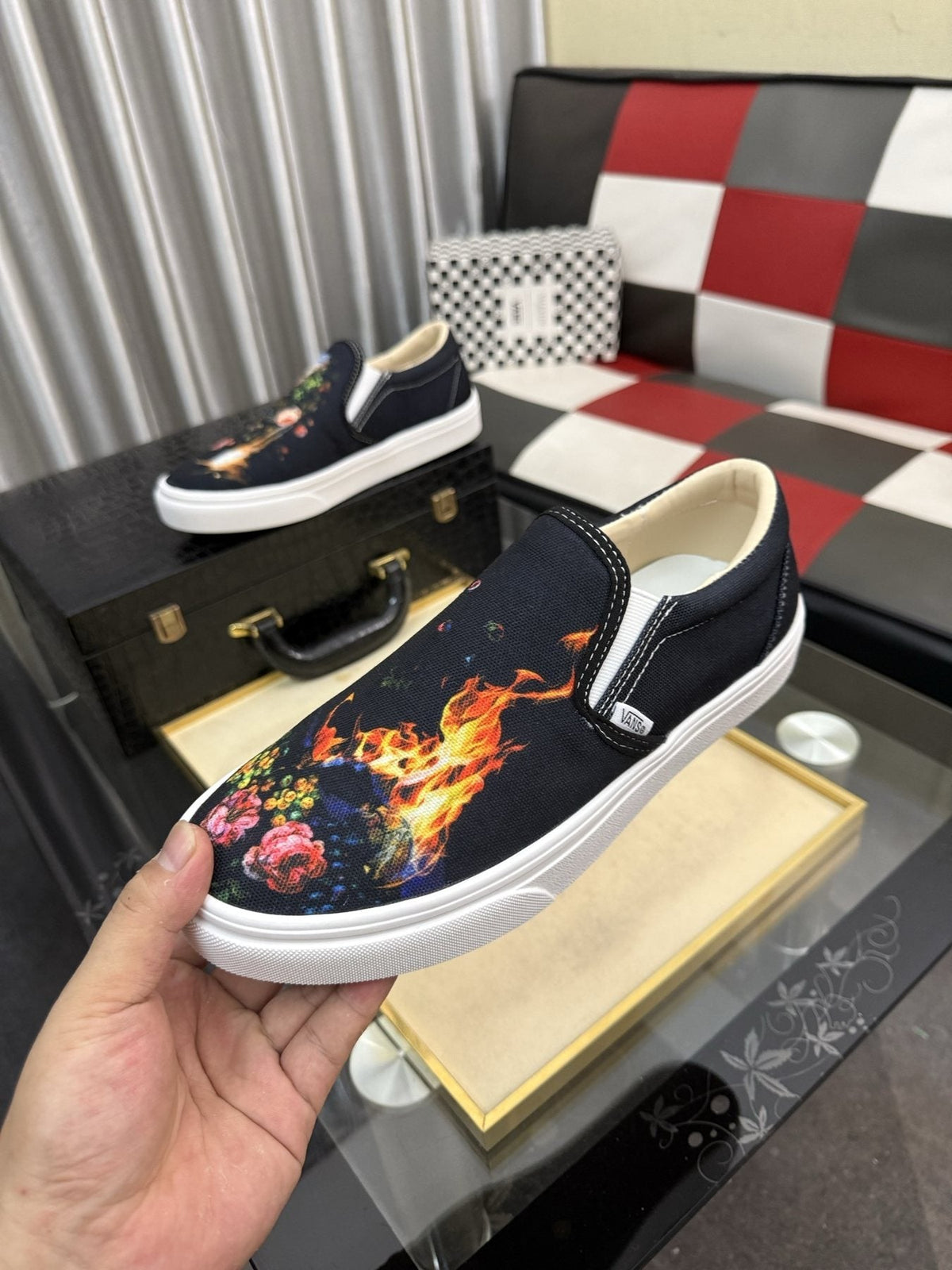 Vans Floral Flame Slip-On Shoes — model