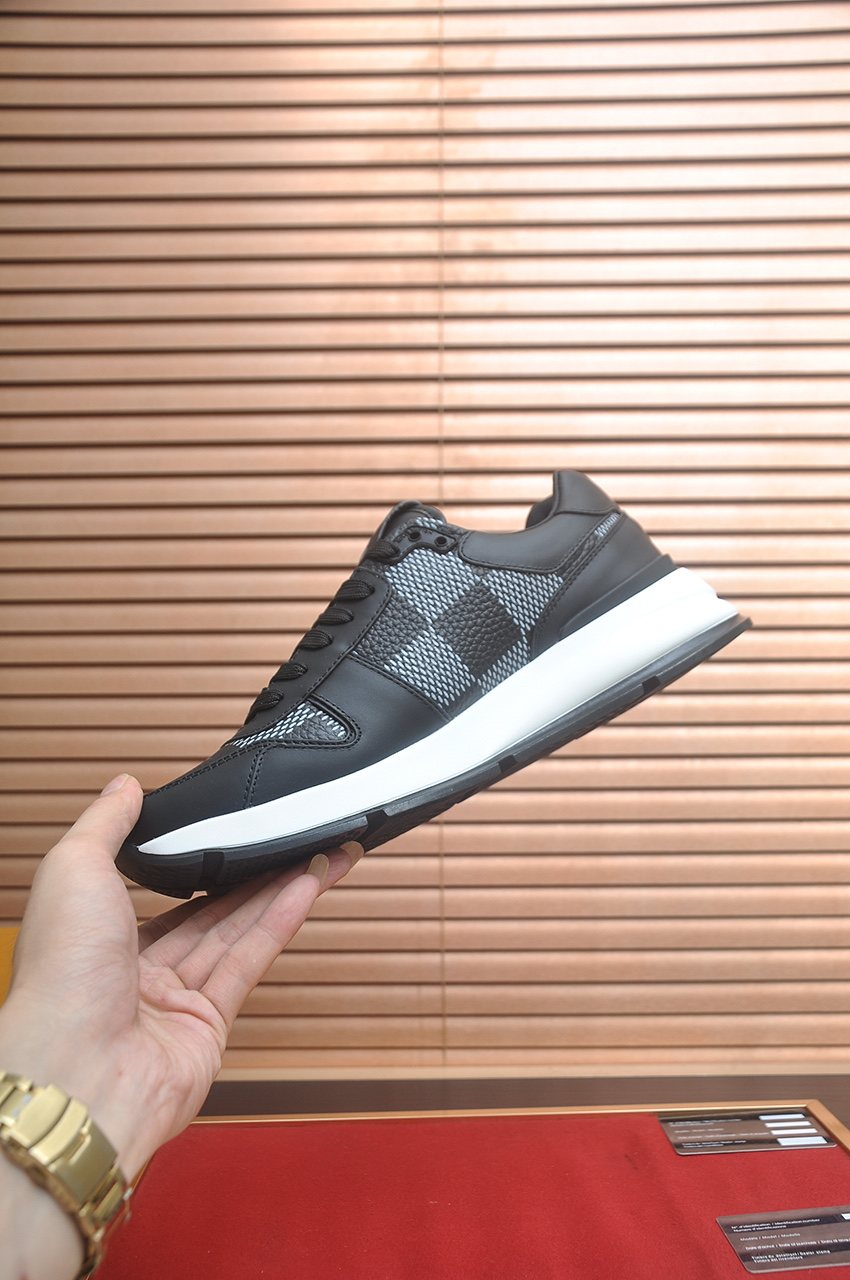 Louis Vuitton Black and Gray Checker Sneakers — model